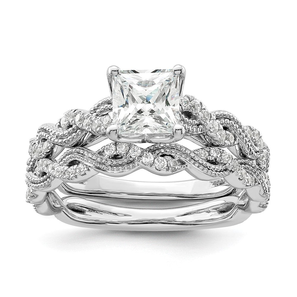 14k White Gold 1/5 Ct. Lab Grown Diamond VS/SI+ G+ 1 Ct. Center Princess Semi Mount Engagement Ring