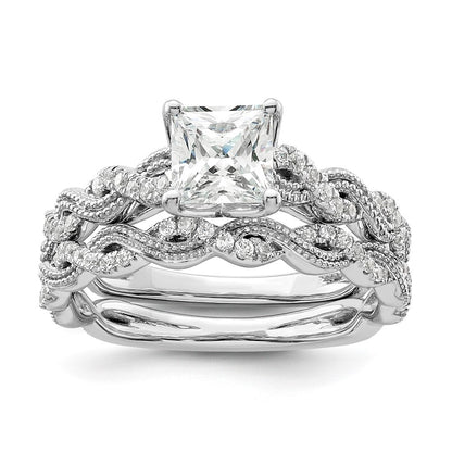 14k White Gold 1/5 Ct. Lab Grown Diamond VS/SI+ G+ 1 Ct. Center Princess Semi Mount Engagement Ring