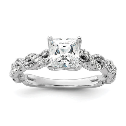 14k White Gold 1/5 Ct. Lab Grown Diamond VS/SI+ G+ 1 Ct. Center Princess Semi Mount Engagement Ring