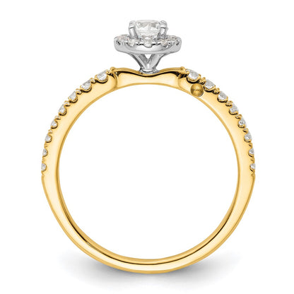 14k Two-tone Two Promises Two Tone 5/8 Ct. Lab Grown Diamond VS/SI+ G+ Petite Halo Engagement Ring