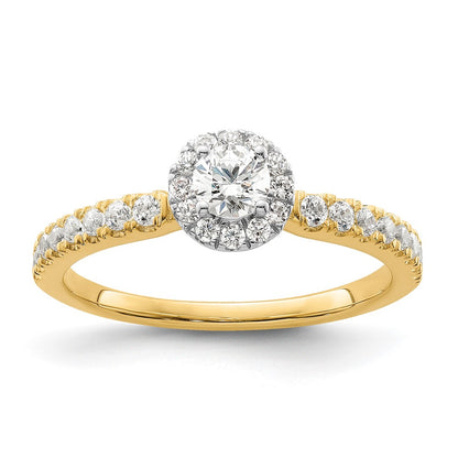 14k Two-tone Two Promises Two Tone 5/8 Ct. Lab Grown Diamond VS/SI+ G+ Petite Halo Engagement Ring