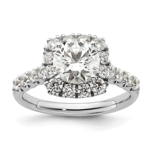 14K White Gold 1 Carat Lab Grown Diamond Vs/Si+ G+ 1/2 Center Round Semi Mount Halo Engagement Ring