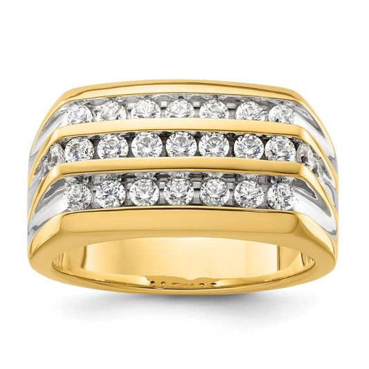 14k Yellow Gold Rhodium-plated 1 1/6 Ct. Lab Grown Diamond VS/SI+ G+ Men's Ring
