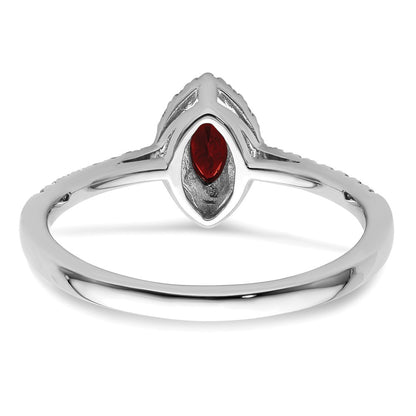 14k White Gold 1/5 Ct. Lab Grown Diamond VS/SI+ G+ and Garnet January Birthstone Ring
