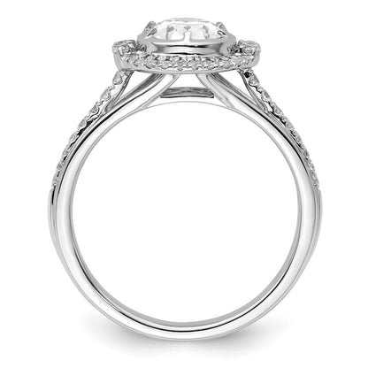 14K White Gold True Origin 1/3 Carat Lab Grown Diamond Vs D E F Semi Mount Oval Fancy Halo Engagement Ring