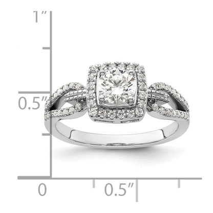 14k White Gold 3/4 Ct. Lab Grown Diamond VS/SI+ G+ Round Complete Halo Engagement Ring