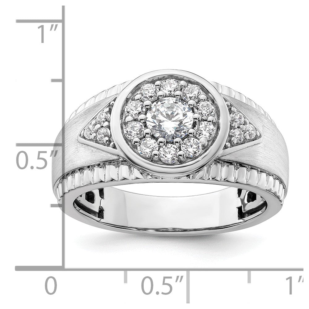 14k White Gold 1 Ct. Lab Grown Diamond VS/SI+ G+ Men's Cluster Ring