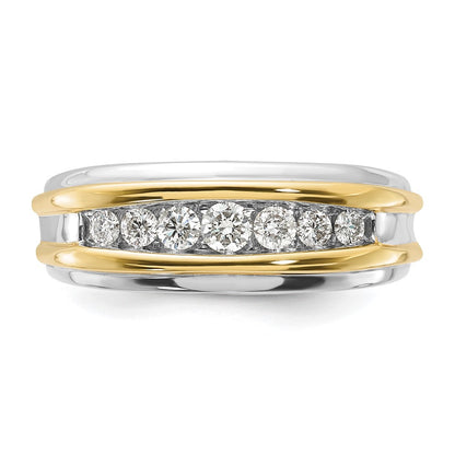 10k Two-tone  Two Tone 1/2 Ct. Lab Grown Diamond VS/SI+ G+ Seven Stone Complete Men's Ring