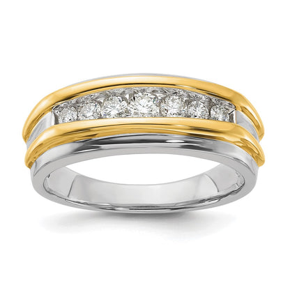 10k Two-tone  Two Tone 1/2 Ct. Lab Grown Diamond VS/SI+ G+ Seven Stone Complete Men's Ring