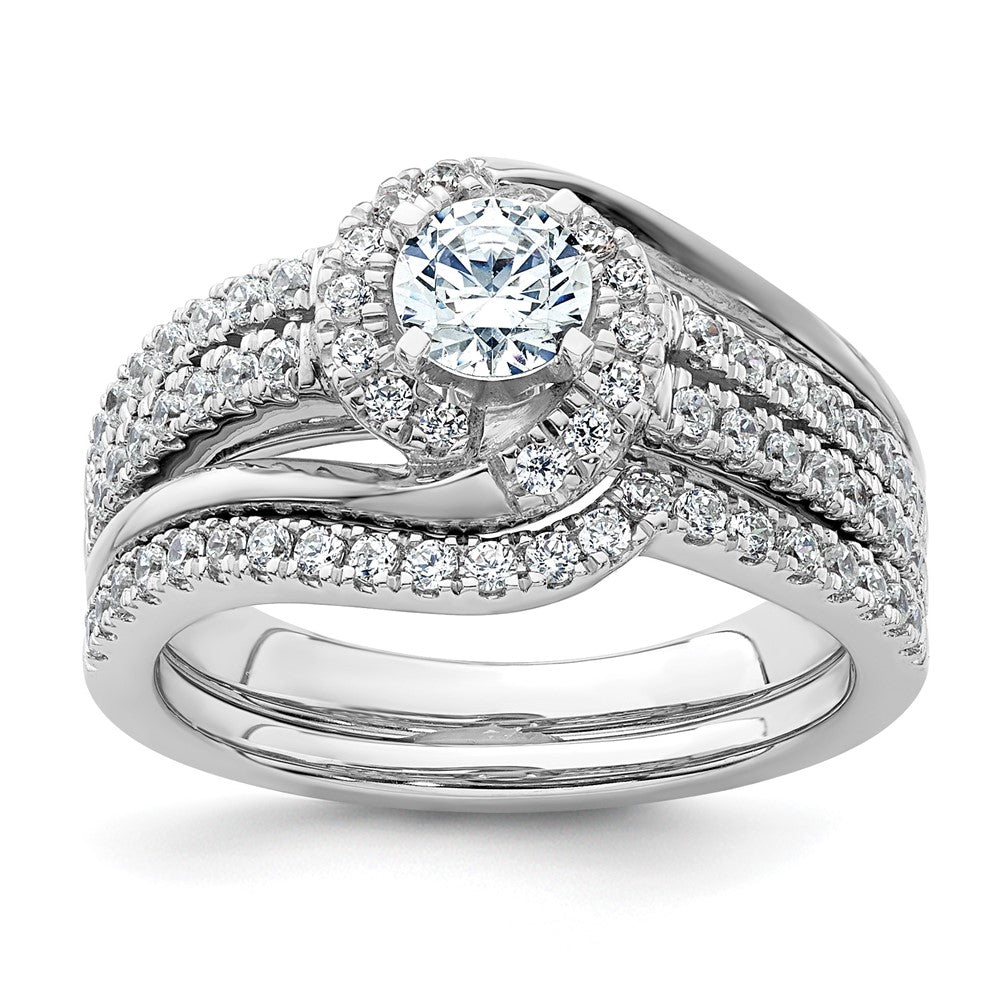 14k White Gold 3/4 Ct. Lab Grown Diamond VS/SI+ G+ Round Complete Engagement Ring