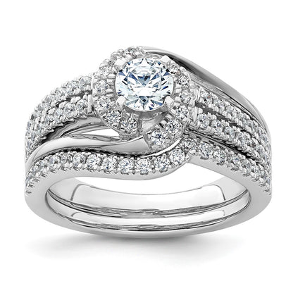 14k White Gold 3/4 Ct. Lab Grown Diamond VS/SI+ G+ Round Complete Engagement Ring