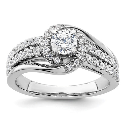 14k White Gold 3/4 Ct. Lab Grown Diamond VS/SI+ G+ Round Complete Engagement Ring