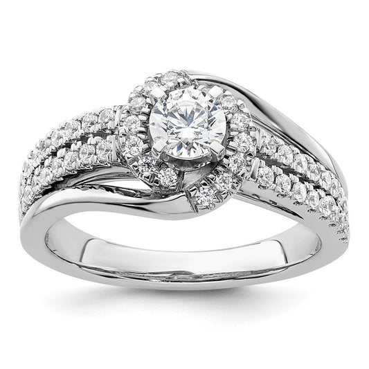 14k White Gold 3/4 Ct. Lab Grown Diamond VS/SI+ G+ Round Complete Engagement Ring