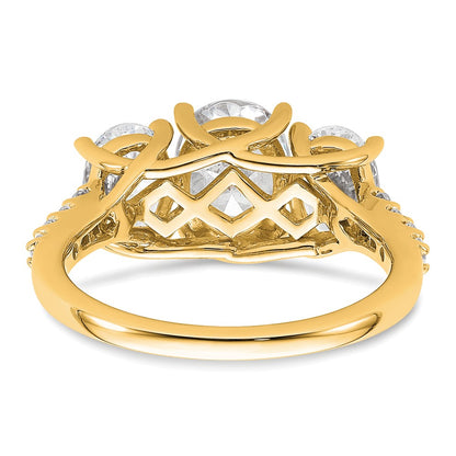 14K Yellow Gold 3 Stone Oval Certified Lab Grown Vs Def Diamond Complete Engagement Ri