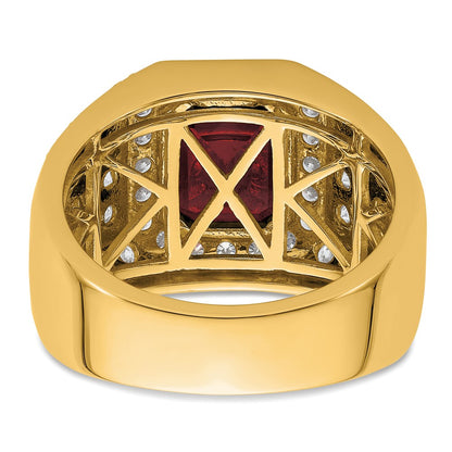 10k Yellow Gold 1 7/8 Ct. Lab Grown Diamond VS/SI+ G+ and Lab Created Ruby Men's Ring