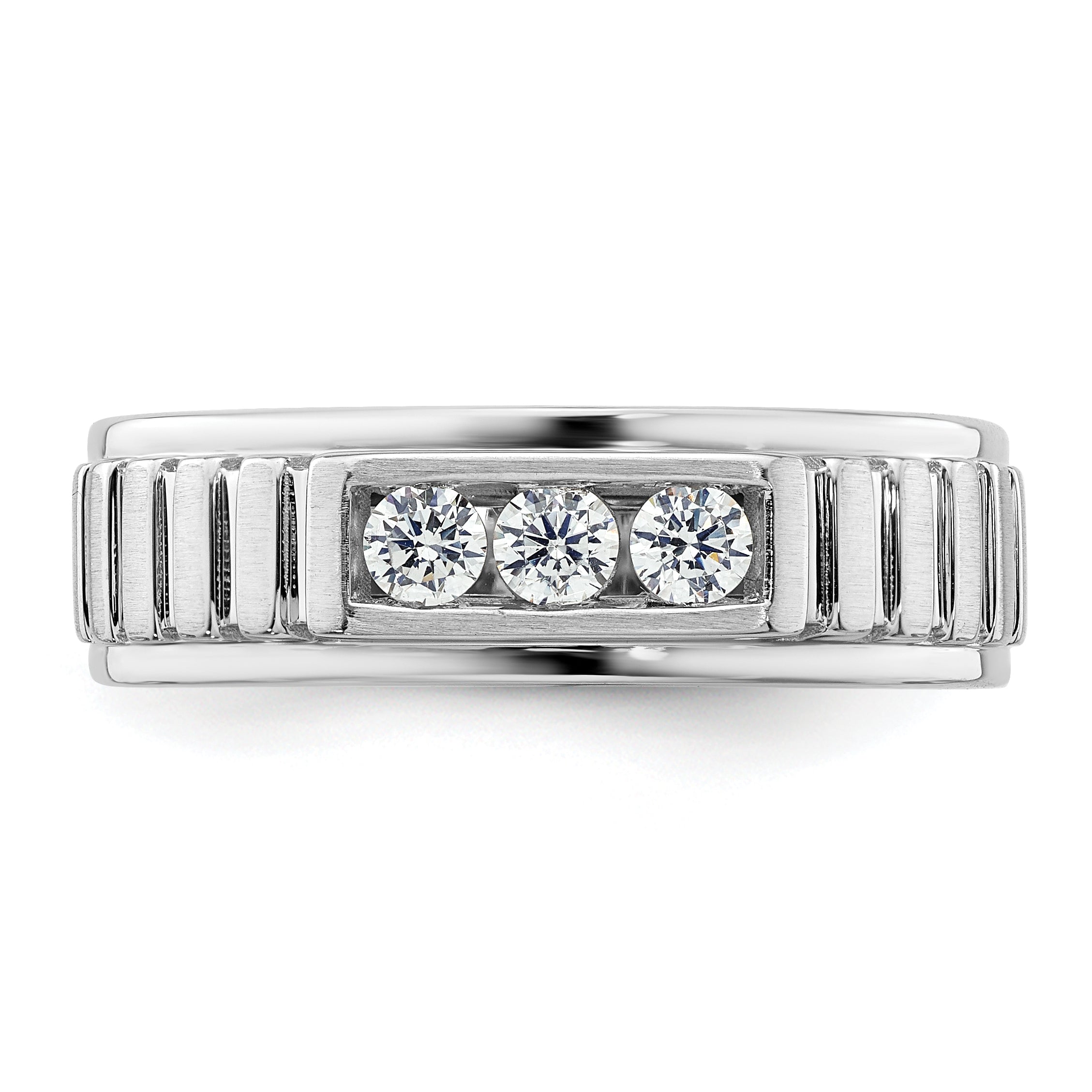 14K White Gold Lab Grown Diamond VS/SI+ G+ Men's Band Ring