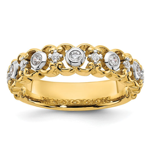 14k Yellow Gold Two Tone 1/4 Ct. Lab Grown Diamond VS/SI+ G+ Wedding Band Ring