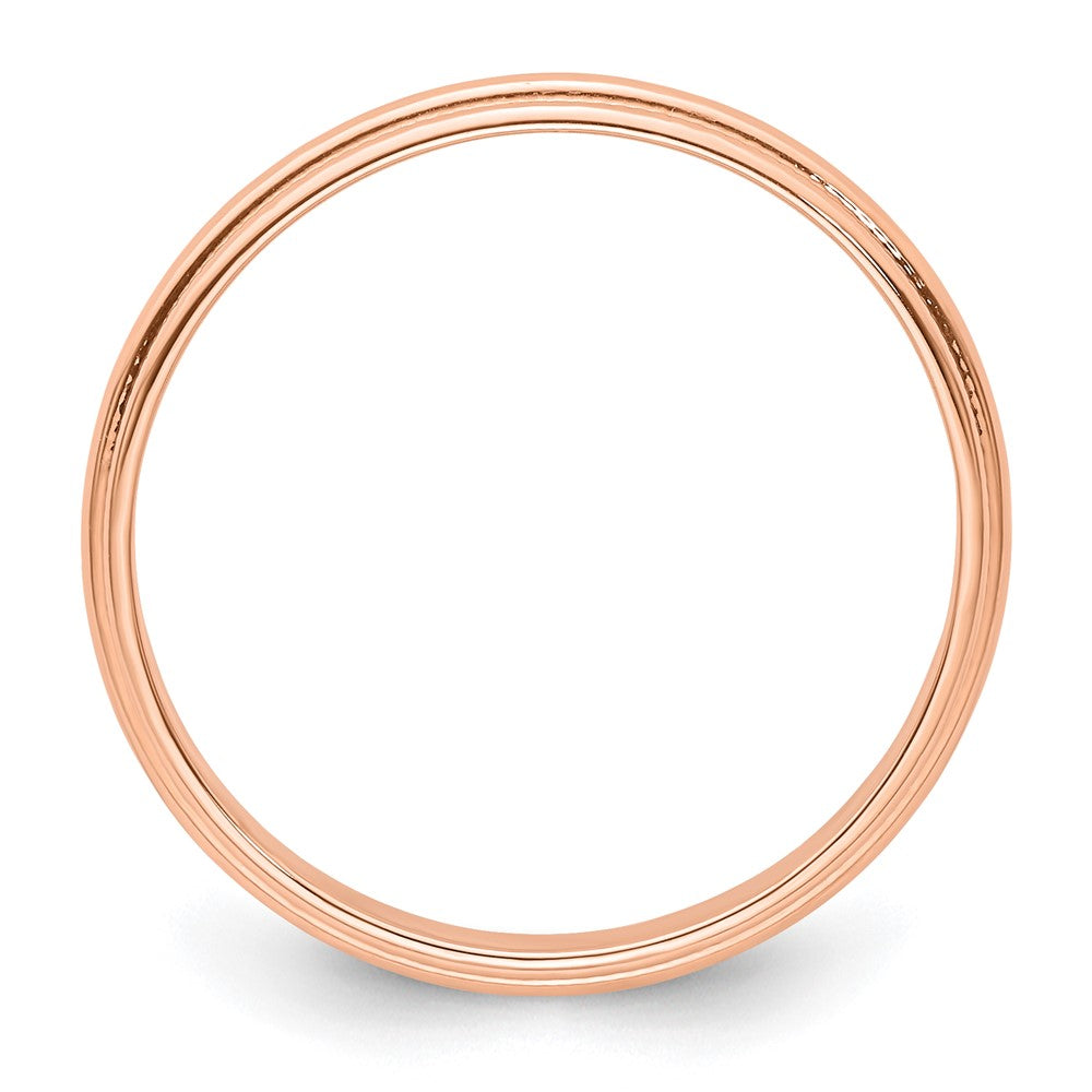 14k Rose Gold 3mm Lightweight Milgrain Half Round Wedding Band Ring