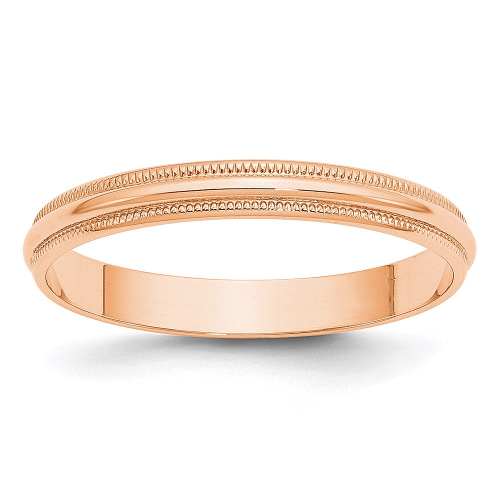 14k Rose Gold 3mm Lightweight Milgrain Half Round Wedding Band Ring