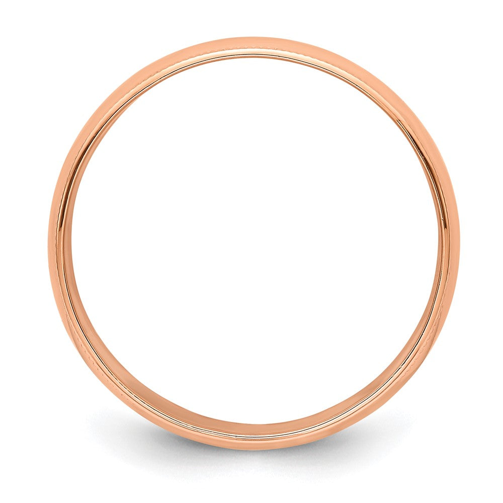 18k Rose Gold 6mm Lightweight Milgrain Half Round Wedding Band Ring