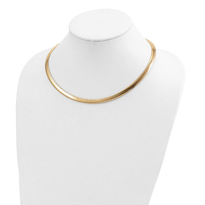 14K Two-Tone 6mm Reversible White & Yellow Domed Omega Necklace