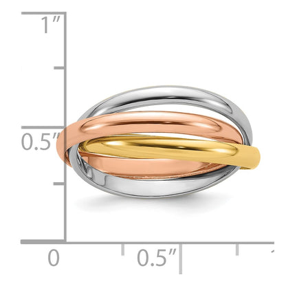 14K Tri-Color Polished Rolling Ring Size 10