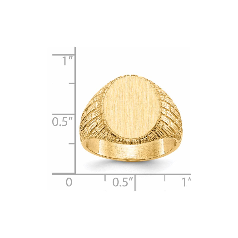 14K Yellow Gold 15.0x12.0mm Closed Back Men's Signet Ring