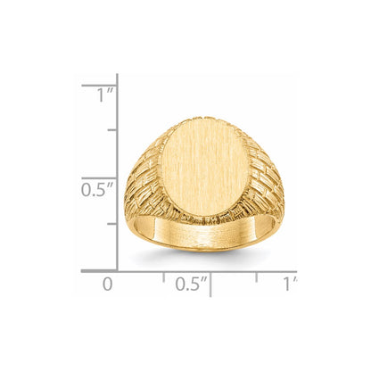 14K Yellow Gold 15.0x12.0mm Closed Back Men's Signet Ring