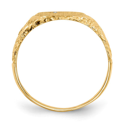 10K Yellow Gold 11.0X9.0mm Closed Back Aa Diamond Signet Ring