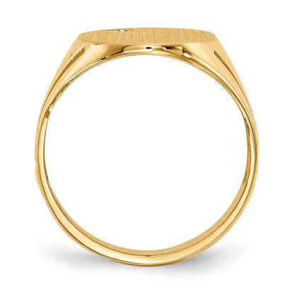 14K Yellow Gold 16.0x14.0mm Open Back AA Real Diamond Men's Signet Ring