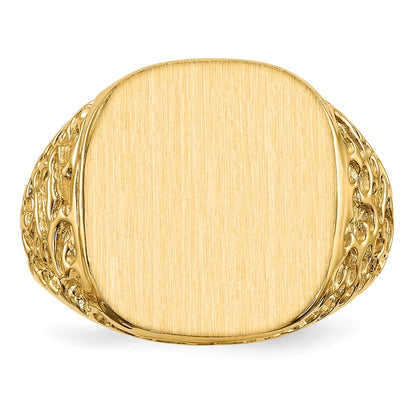14K Yellow Gold 17.5x16.5mm Open Back Men's Signet Ring