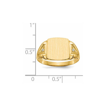 14K Yellow Gold 12.0x11.0mm Open Back AAA Real Diamond Men's Signet Ring