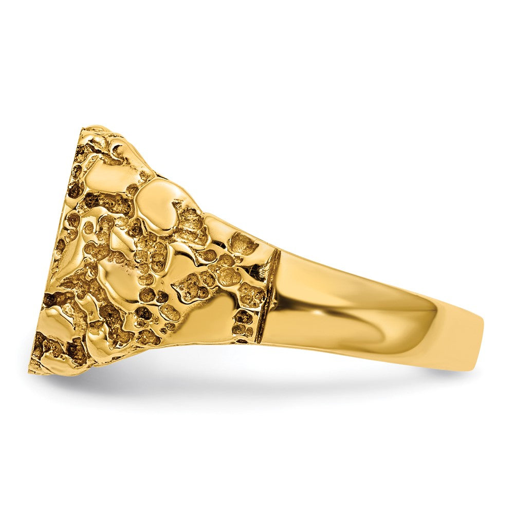 14K Yellow Gold 10.0x11.5mm A Real Diamond Closed Back Signet Ring