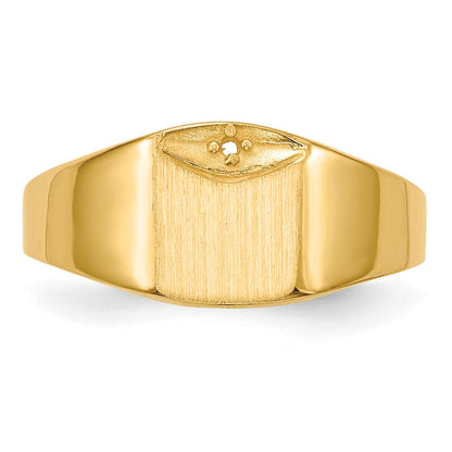 14K Yellow Gold 8.0X7.0mm Closed Back Diamond Signet Ring Mounting
