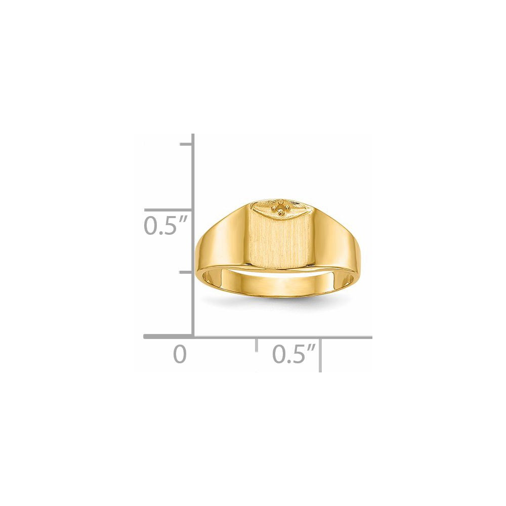 14K Yellow Gold 8.0X7.0mm Closed Back Diamond Signet Ring Mounting
