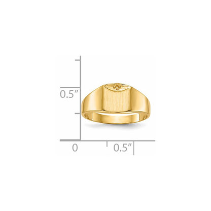 14K Yellow Gold 8.0X7.0mm Closed Back Diamond Signet Ring Mounting
