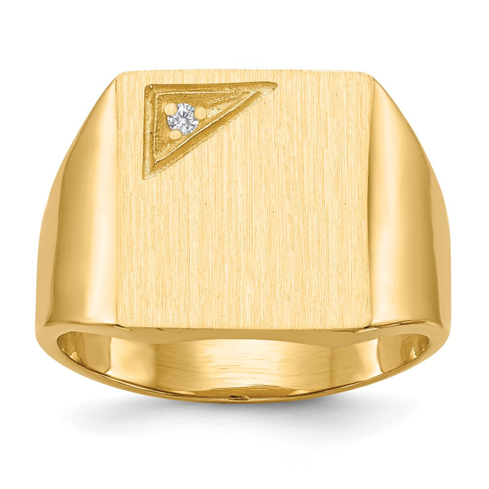 14K Yellow Gold 14.0x13.0mm Closed Back VS Real Diamond Men's Signet Ring