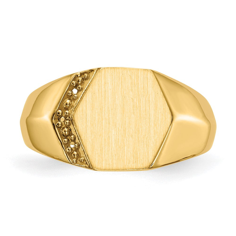 14K Yellow Gold 11.5X11.5mm Open Back Diamond Men'S Signet Ring Mounting