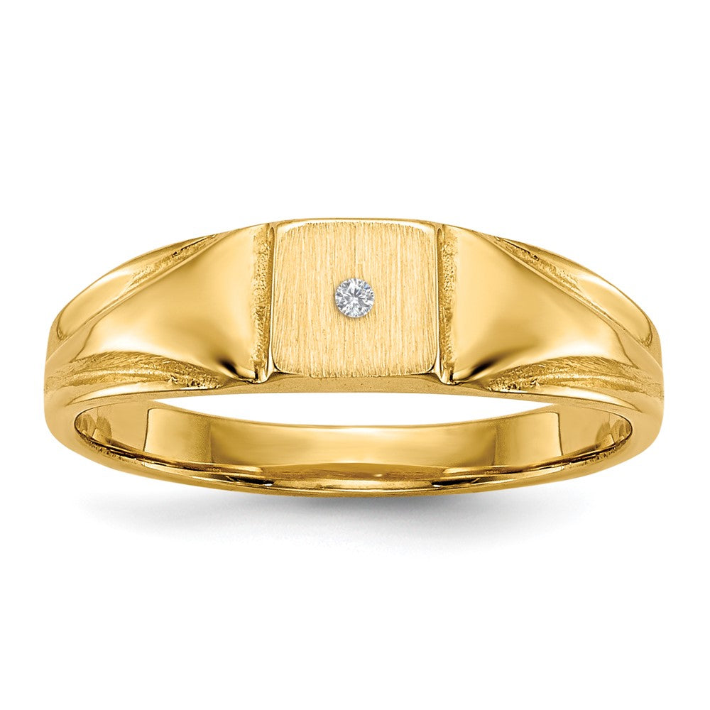 14K Yellow Gold AAA Real Diamond signet ring