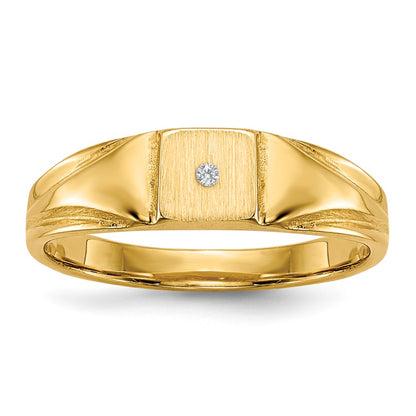14K Yellow Gold AAA Real Diamond signet ring