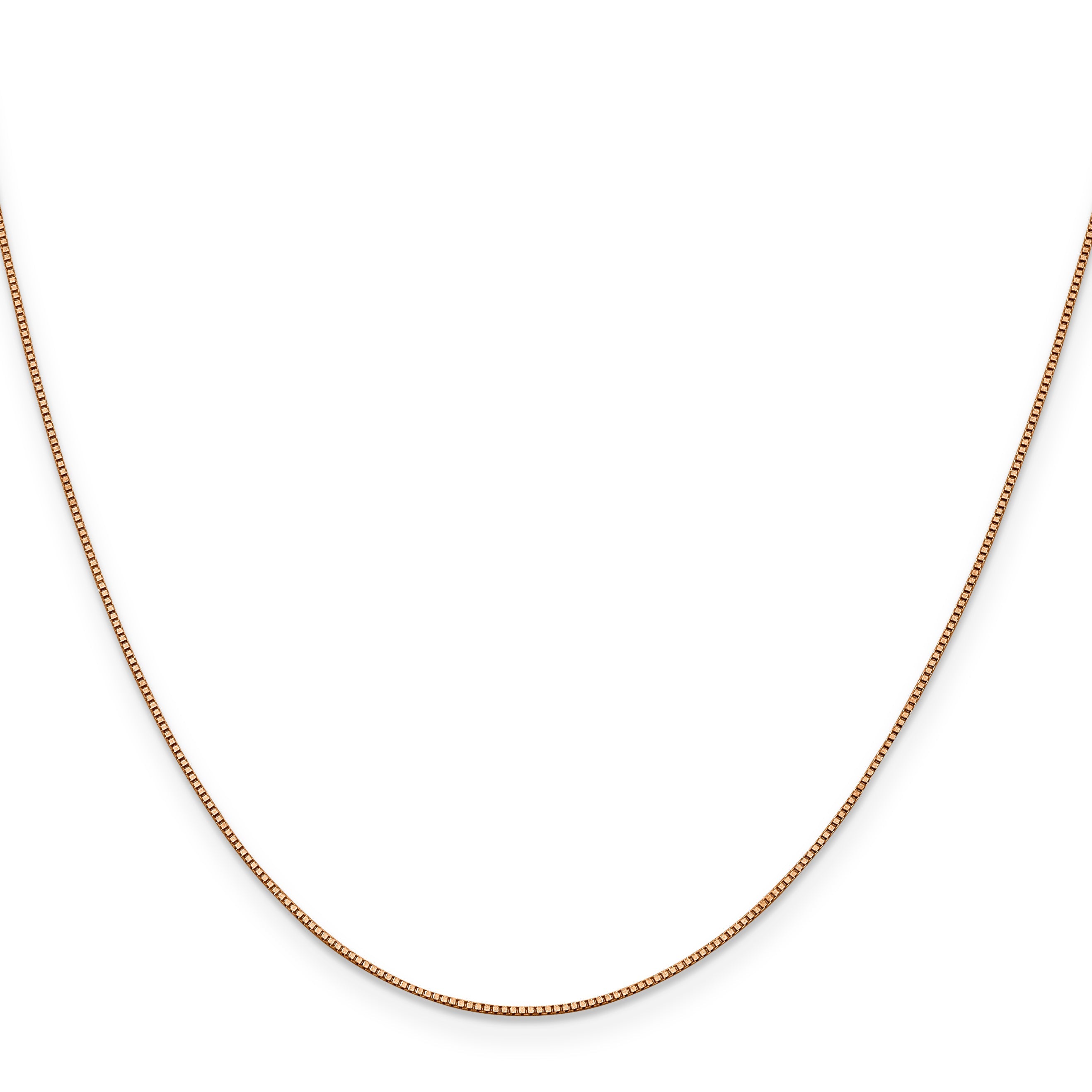 14K Rose Gold 18 Inch .7mm Box Link With Lobster Clasp Chain Necklace