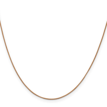 14K Rose Gold 18 Inch .7mm Box Link With Lobster Clasp Chain Necklace