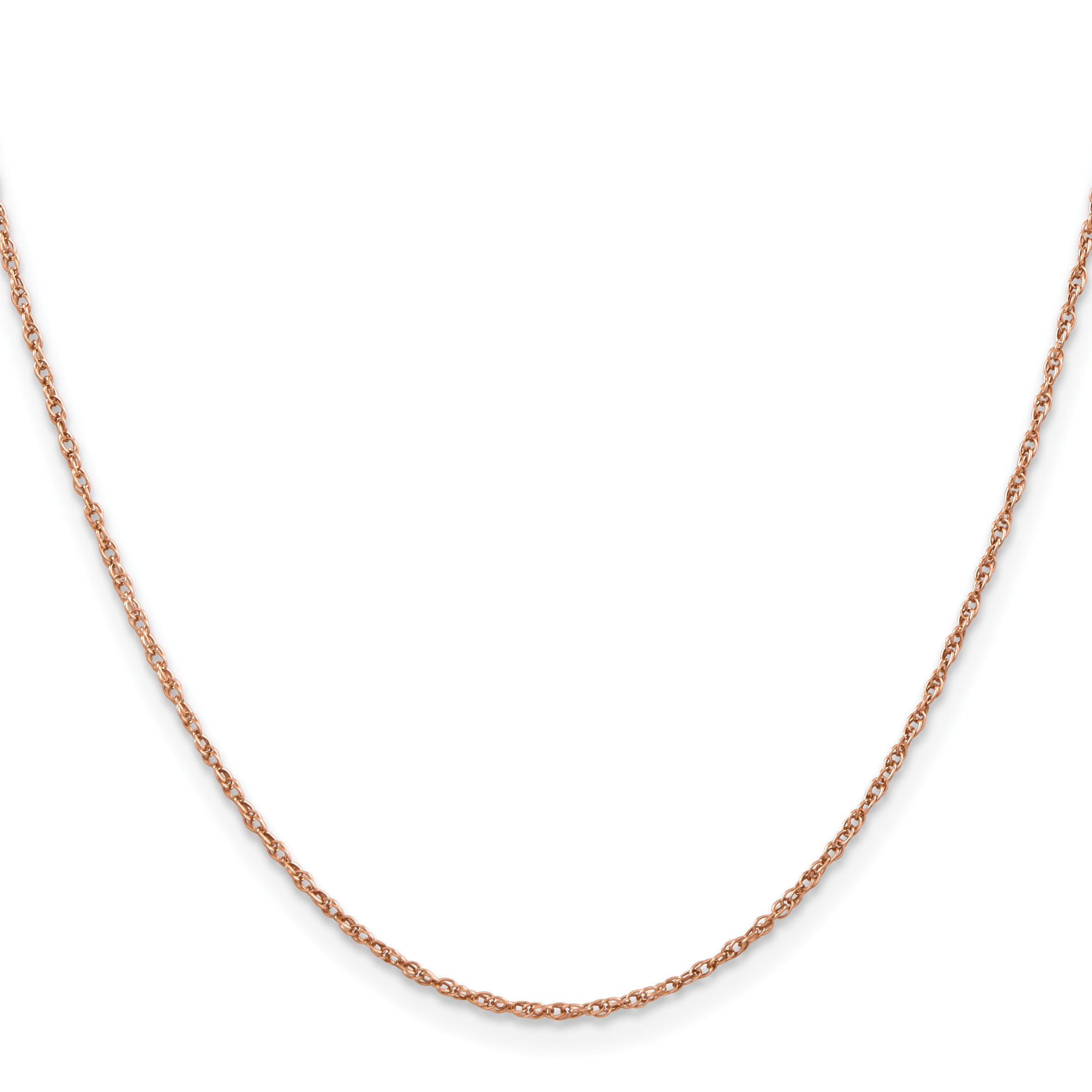 14K Rose Gold 1.15mm Baby Rope With Spring Ring Clasp Chain Necklace