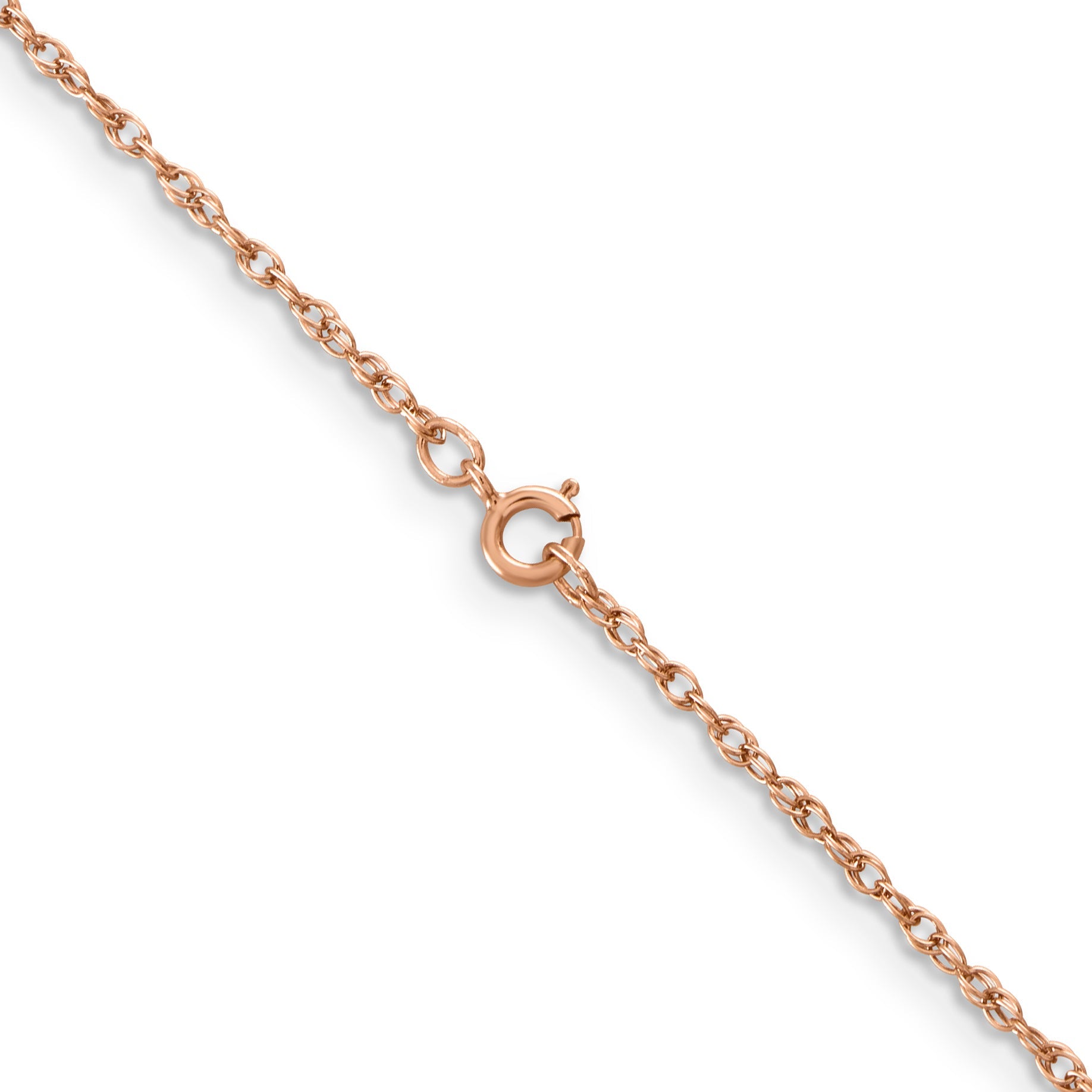 14K Rose Gold 1.15mm Baby Rope With Spring Ring Clasp Chain Necklace