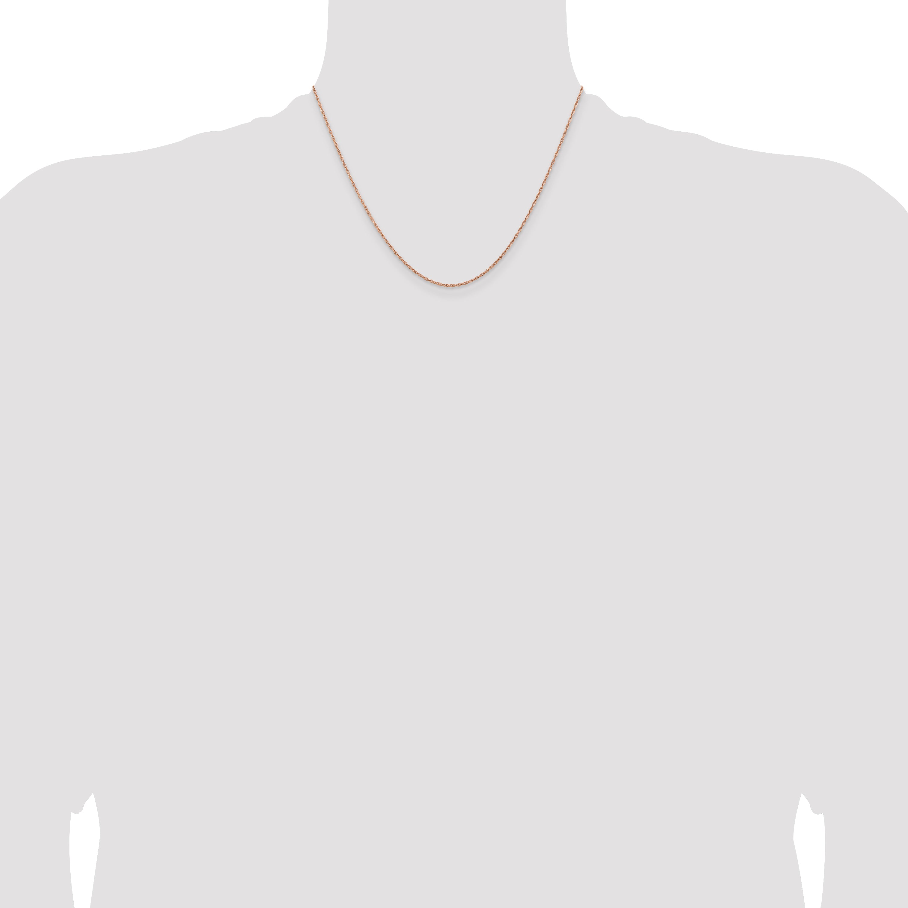 14K Rose Gold 1.15mm Baby Rope With Spring Ring Clasp Chain Necklace