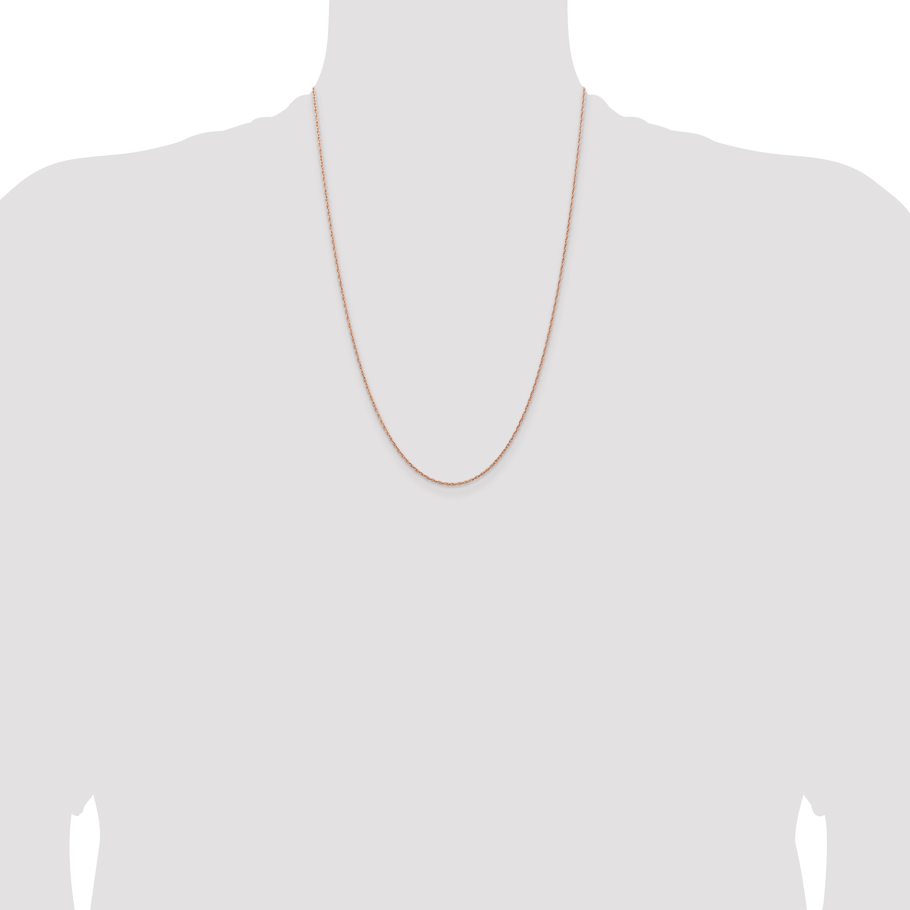 14K Rose Gold 1.15mm Baby Rope With Spring Ring Clasp Chain Necklace