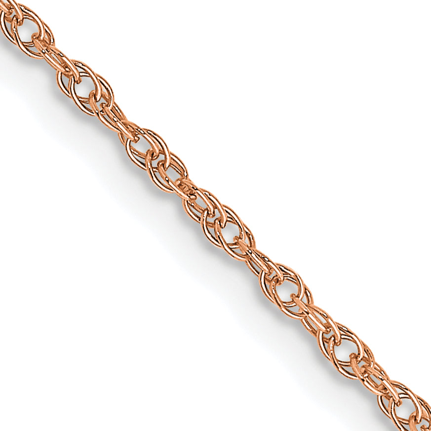 14K Rose Gold 1.15mm Baby Rope With Spring Ring Clasp Chain Necklace