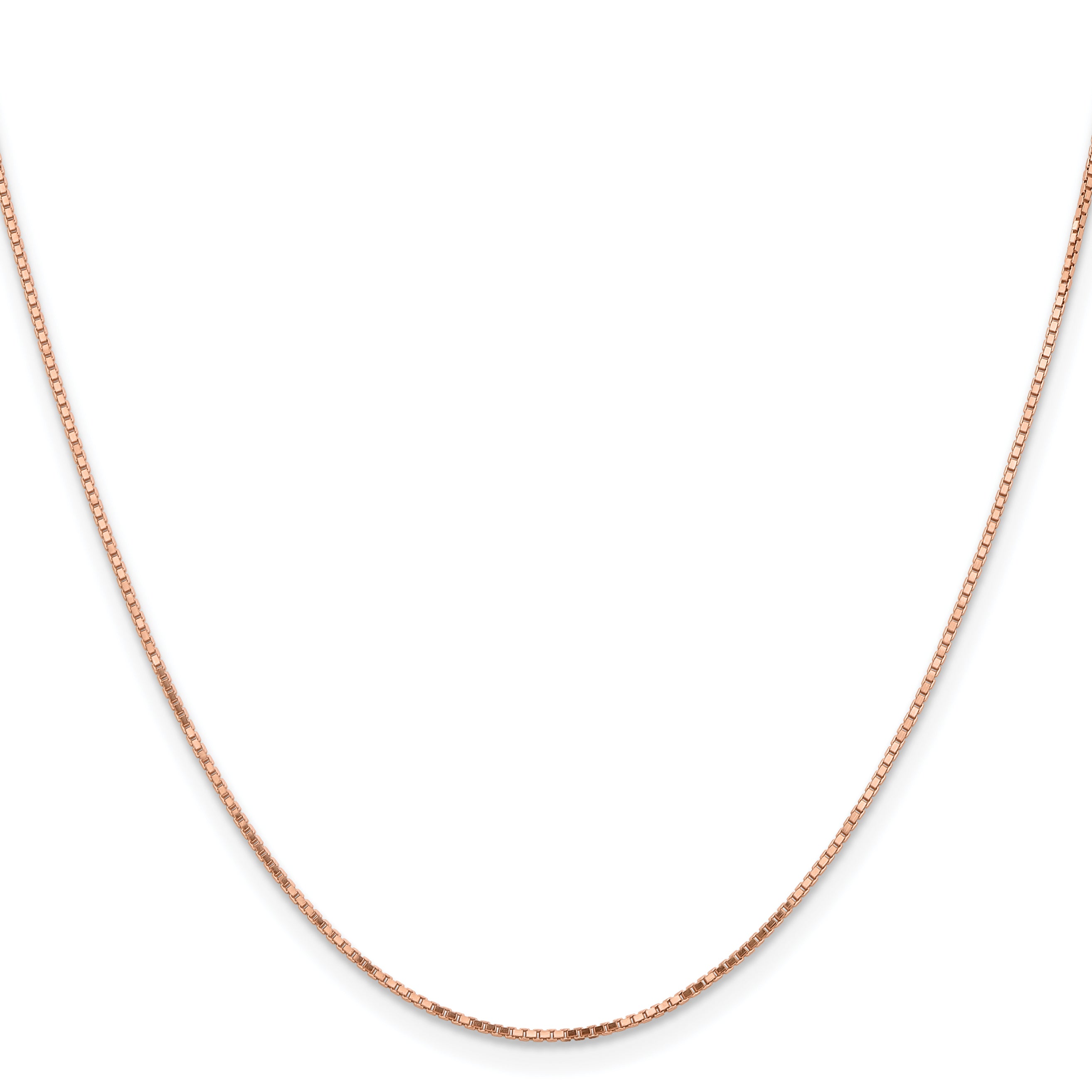 14K Rose Gold .95mm Box Link With Lobster Clasp Chain Necklace