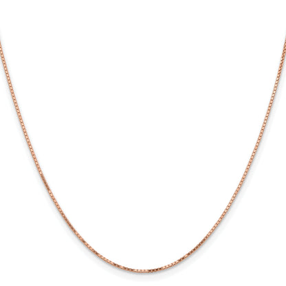 14K Rose Gold .95mm Box Link With Lobster Clasp Chain Necklace