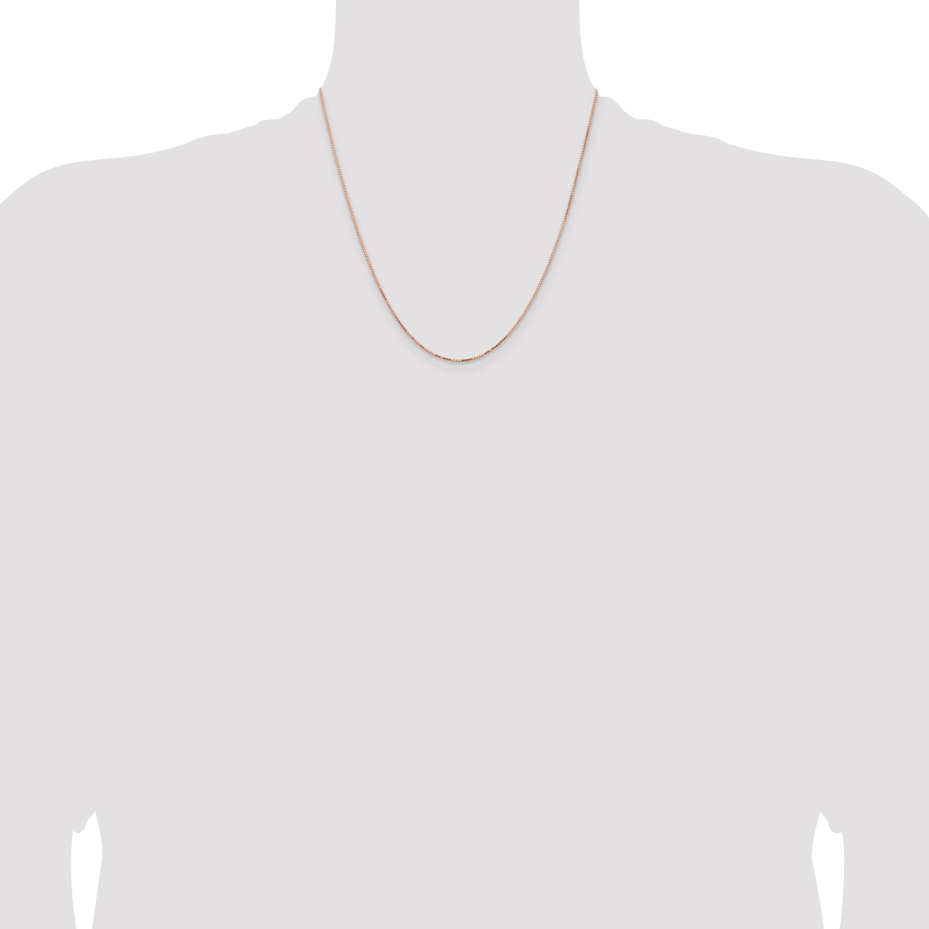 14K Rose Gold .95mm Box Link With Lobster Clasp Chain Necklace